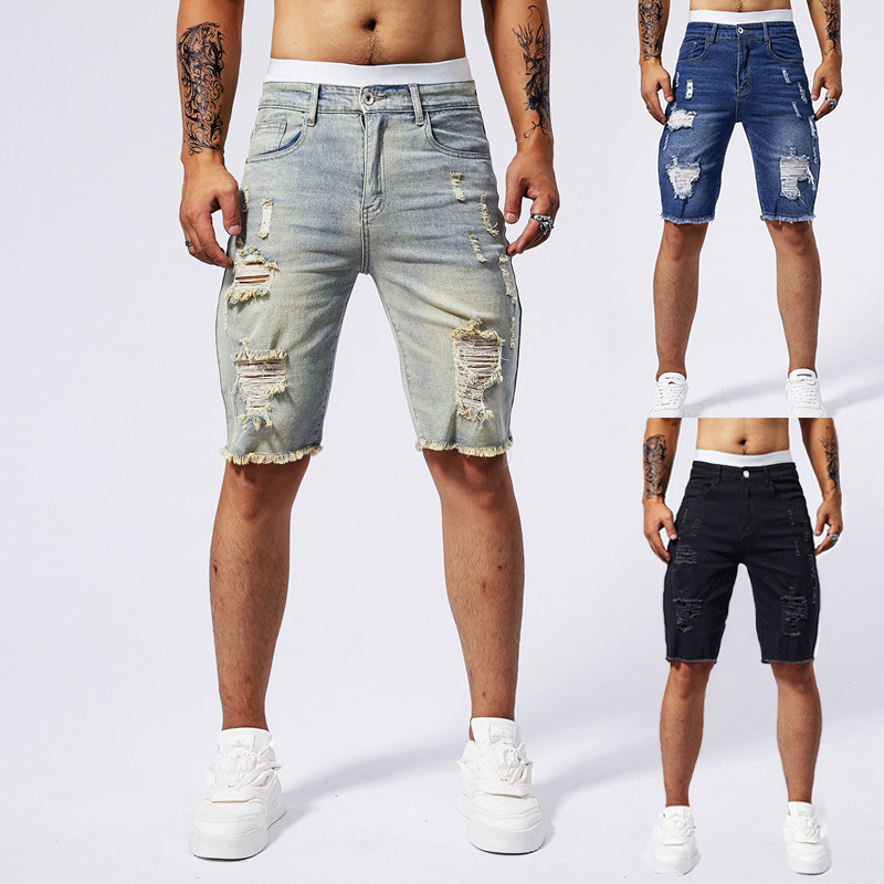 Streetwear Brand - 2025 yaz yeni erkek yırtık kot