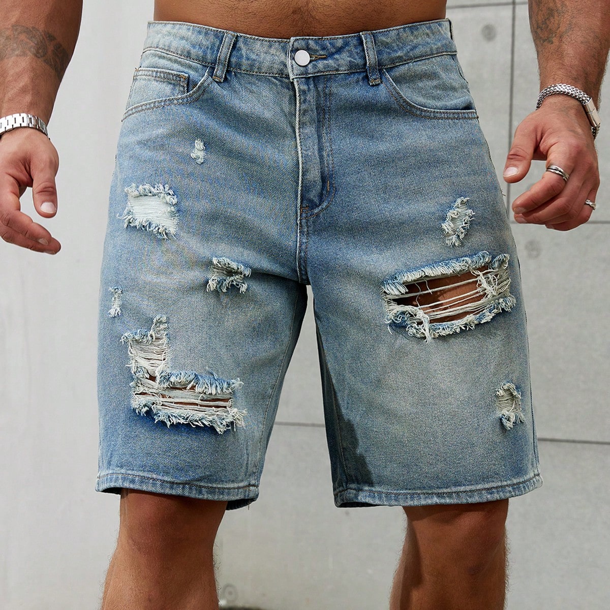 Streetwear Brand - Yeni moda Mens yırtık kısa kot