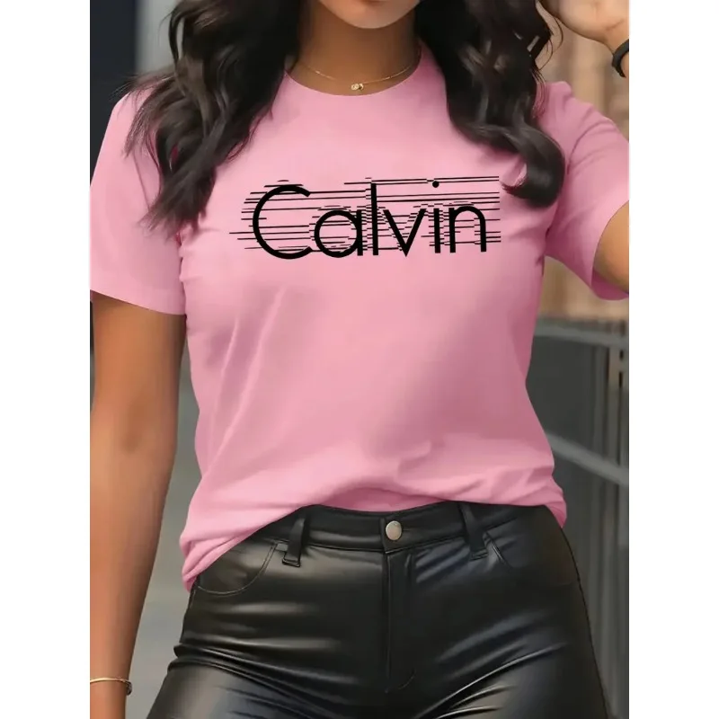 Streetwear Brand Tees - Calvin kadın T-Shirt Eğlence Moda Kısa