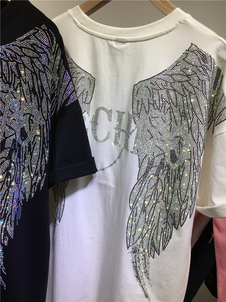 L-4XL boy Rhinestone melek kan - Streetwear Brand Tees incelemesi ve fiyatı