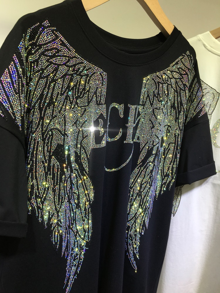 L-4XL boy Rhinestone melek kan - Streetwear Brand Tees incelemesi ve fiyatı