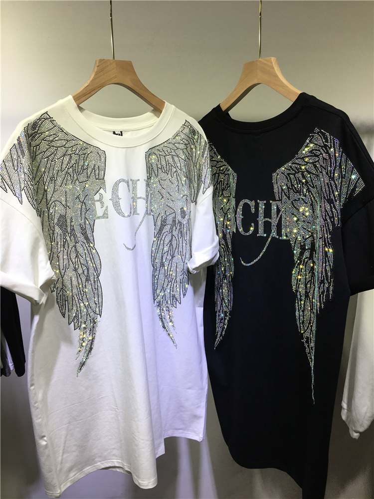 L-4XL boy Rhinestone melek kan - Streetwear Brand Tees incelemesi ve fiyatı